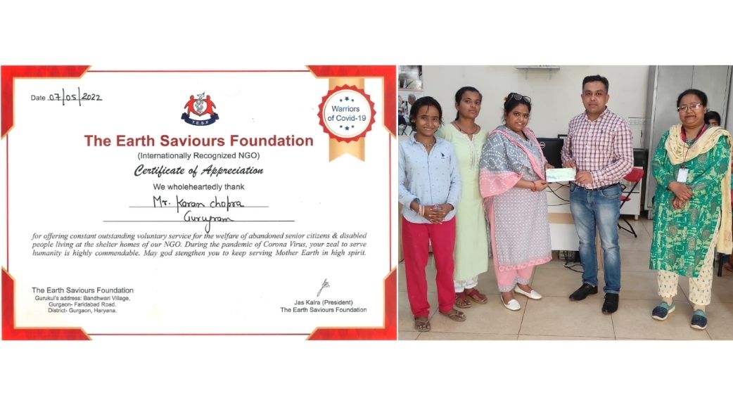 Vijay Lakshmi Welfare Trust — ₹1 Lakh towards a covered Veranda at The Earth Saviours Foundation